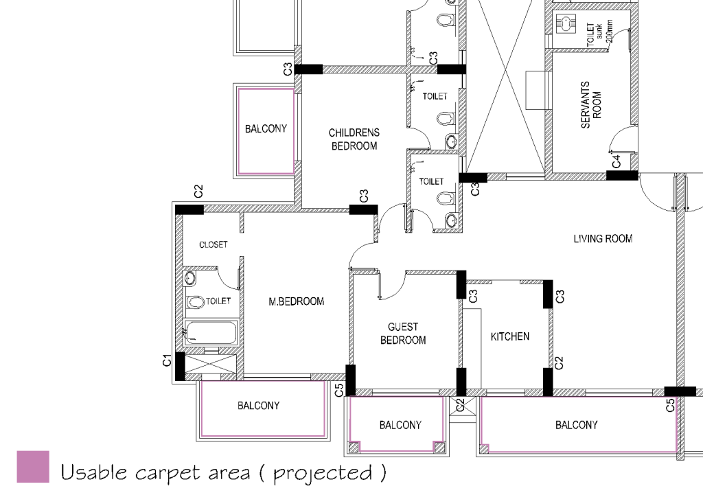 carpet area calculation