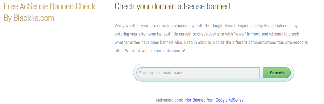 check your domain adsense banned