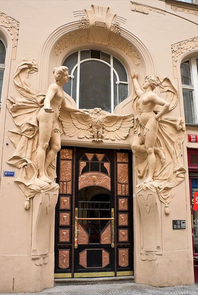 main gate design with art nouveau art style,