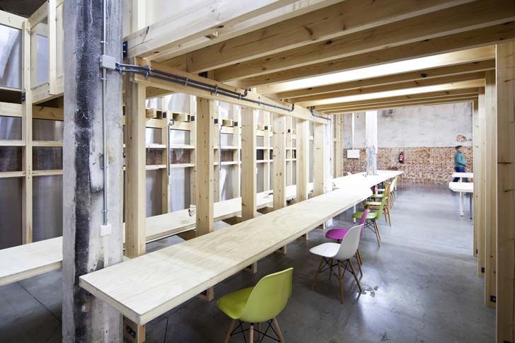 Modern Workspace, exposed wooden interior,