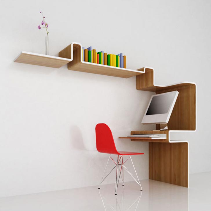 interior book shelves design concept,