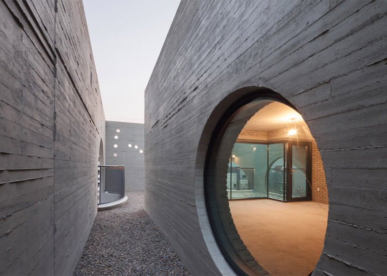 Two Moon Junction, Twin House, Architectural Designs, Concave Exposed Concrete Texture Facades, Ar. Moon Hoon, Seoul, South Korea,