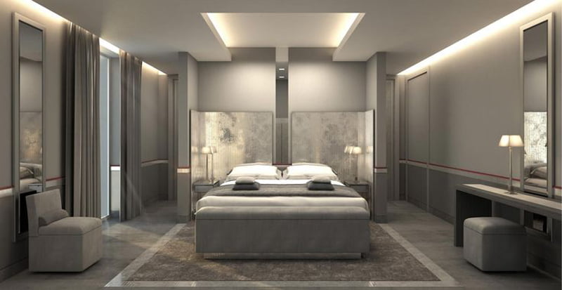 lusty gray color combination in bedroom decoration