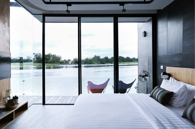 Floating Holiday Homes bedroom of River Kwai Thailand (4)
