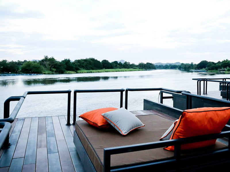 Floating Holiday Homes upper deck of River Kwai Thailand (10)