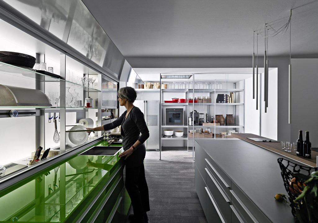 Valcucine - Kitchen Cabinets Design By New Logica System-verde_lucido-