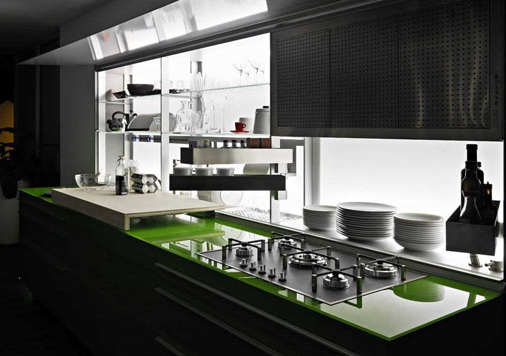 Valcucine - Kitchen Cabinets Design By New Logica System-verde_lucido- (1)