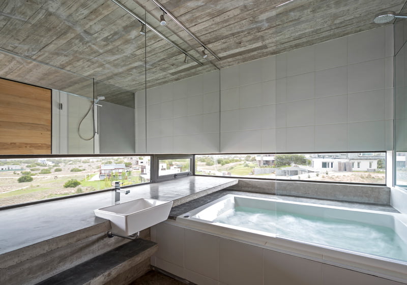 exposed concrete modern house bathroom vanity