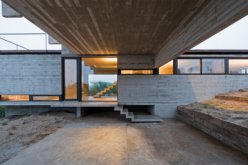 exposed concrete modern house entrance porch