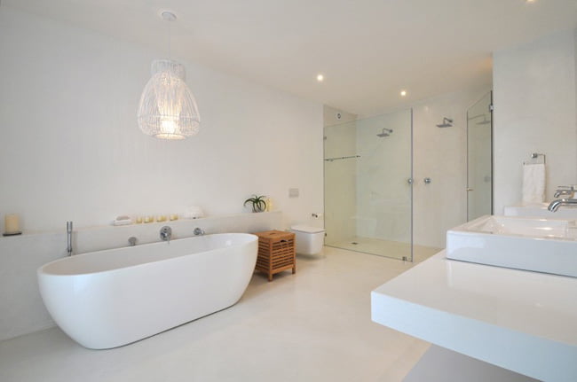 White Color, elegant white bathroom space,