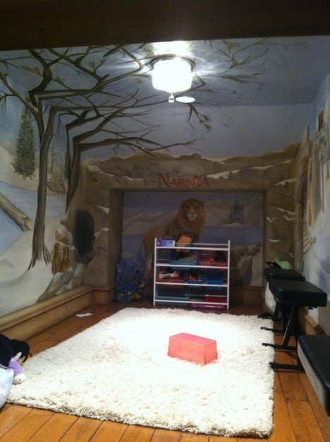 Hidden Bookshelf Door of Secrete Playroom Behind Wardrobe 3