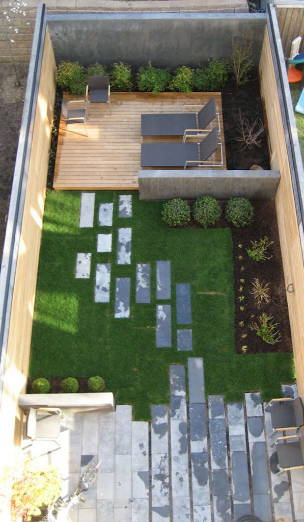 Lounge, grassy area, patio backyard landscaping ideas