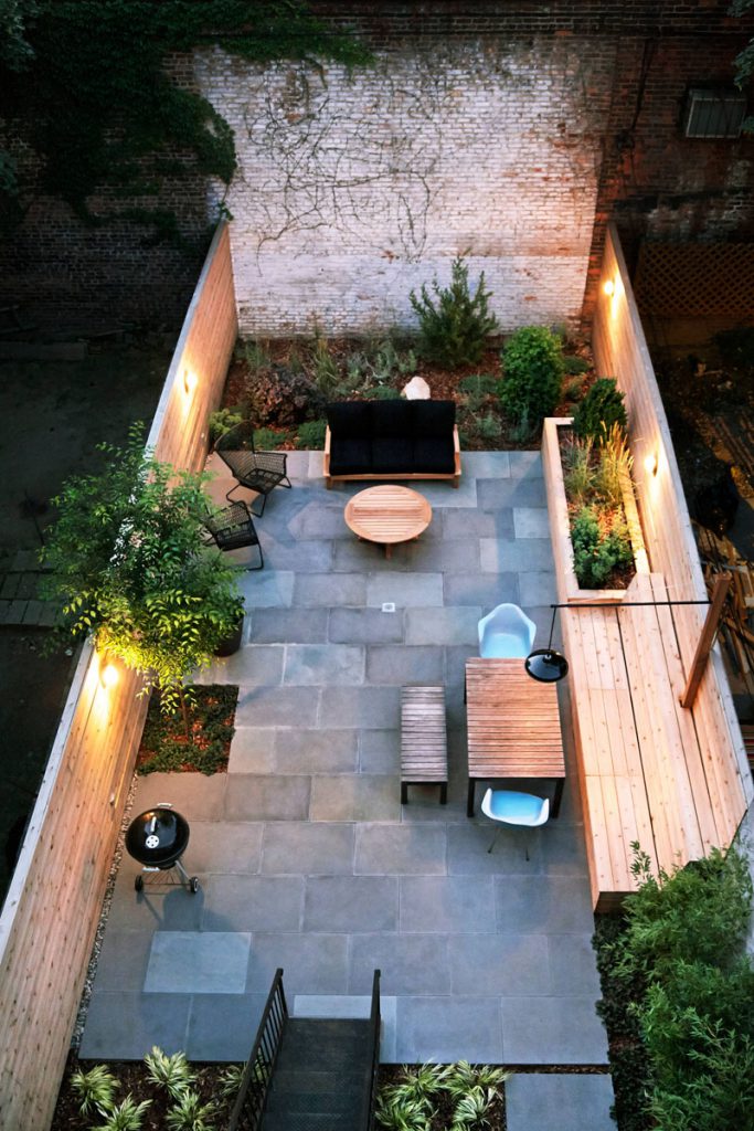 built in lighting design in backyard landscape ideas