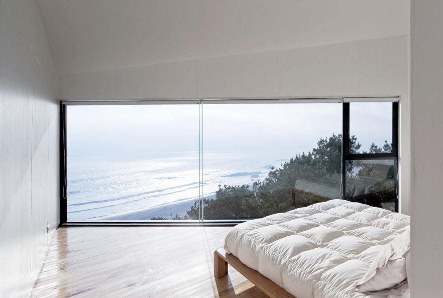 full height glass window of bedroom