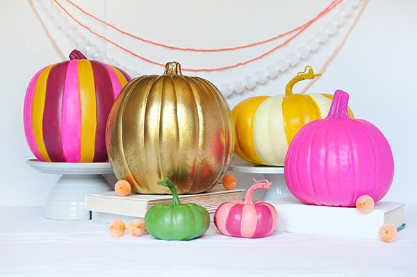 colorful-painted-pumpkins-craft-for-halloween-decorations