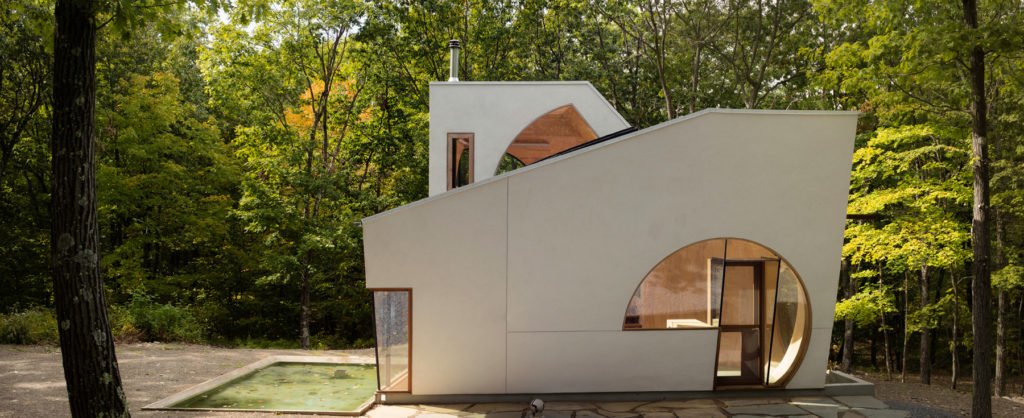 Geometric shapes design example of latest house. 