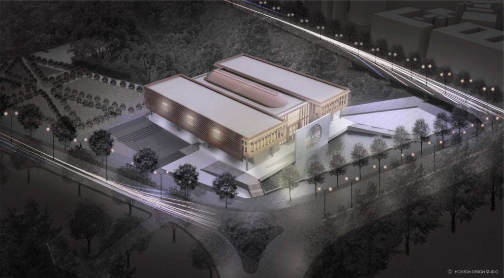 AERIAL CGI OF PROPOSED INDIAN NATIONAL WAR MUSEUM,