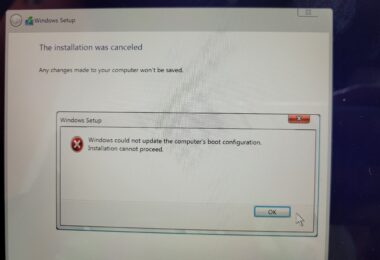 windows could not update the computer's boot configuration. installation cannot proceed
